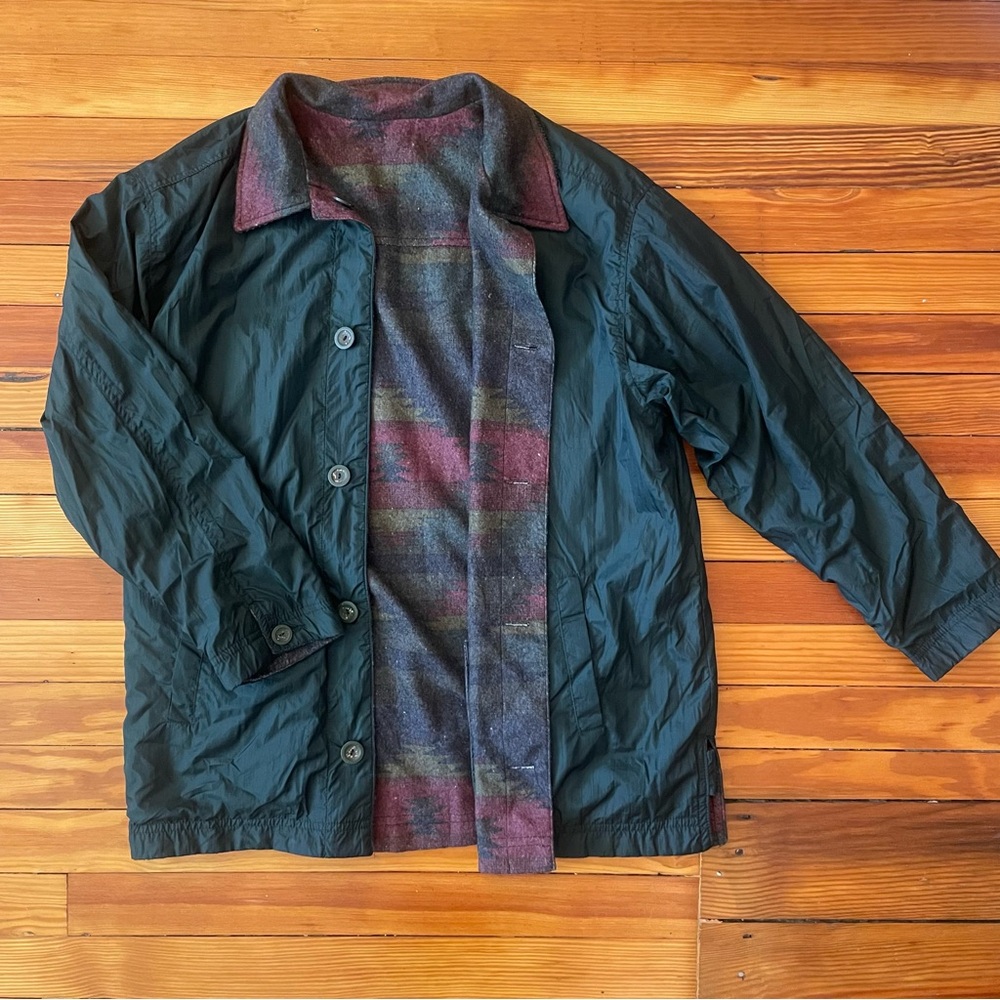 Reversible Aztec Print x Forest Green Windbreaker from Braetan